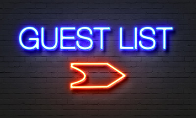 Guest list neon sign