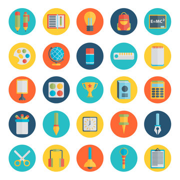 Flat style, education and e-learning vector illustrations