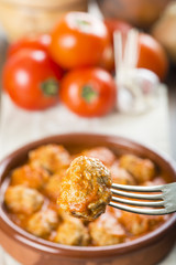 Albóndigas de carne con salsa de tomate comida europea