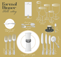 FORMAL DINNER TABLE SETTING
for full course dinner.