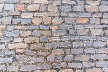 Cobblestone pavement on street in Prague