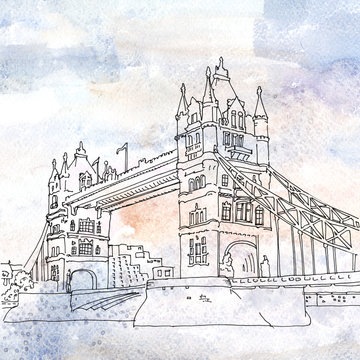 Illustration of Tower Bridge in London, England