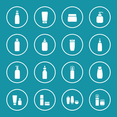 Cosmetics package icon set