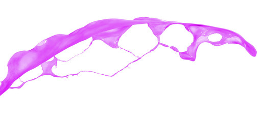 Pink paint splashing isolated on white background