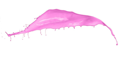 Pink paint splashing isolated on white background