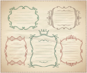 Hand drawn monogram vintage frames with place for text