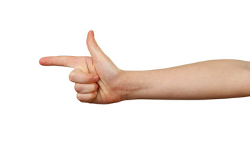 Child hand on white background