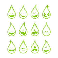 Collection of a funny drops symbols, different emotions.