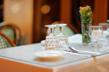 Outdoor cafe at night