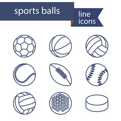 Set of line icons of sport balls.