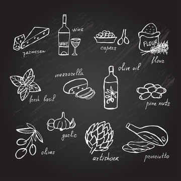 hand drawn food ingredients