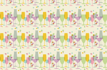 Seamless pattern from abstract glasses in retro colors
