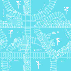 Seamless pattern with trains