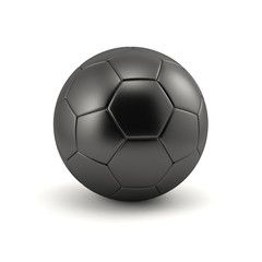 Ballon de football noir en cuir. Ballon de football