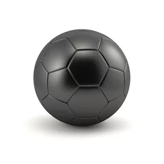 Crédence de cuisine en verre imprimé Sports de balle Ballon de football noir en cuir. Ballon de football
