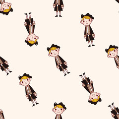 cartoon character person , cartoon seamless pattern background