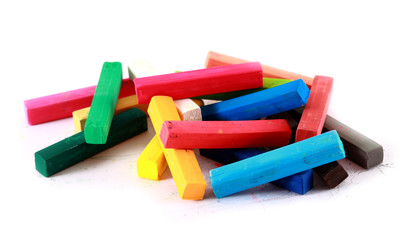 Colorful artists pastels on white