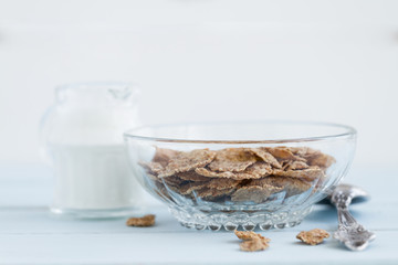 Bran flakes - front view healthy breakfast composition
