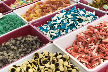Colorful jelly candies for sale at market