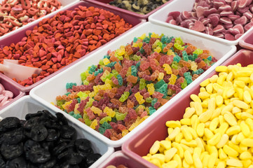 Colorful jelly candies for sale at market