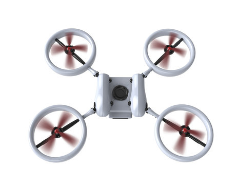 Flying Drone   Isolated On White Background With Clipping Path