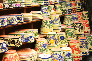 Colorful ceramic pots in Mijas