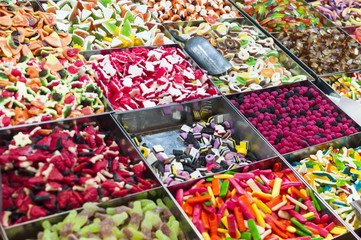 Colorful jelly candies for sale at market