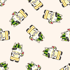 animal cow summer cartoon , cartoon seamless pattern background