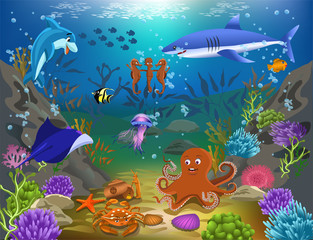 cartoon marine life