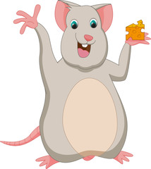 happy mouse cartoon with cheese