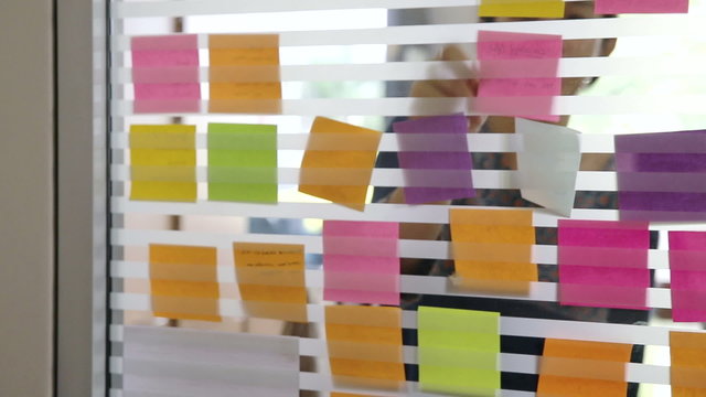 Creative business brainstorming ideas concepts with post it