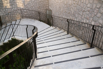 Castle style concrete stairways with handrail