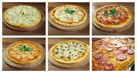 Fototapeta na wymiar Food set different Pizza