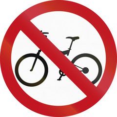 Colombian traffic sign prohibiting thoroughfare of bicyles
