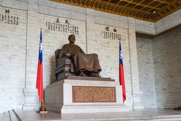 The bronze statue of Chiang Kai-shek in Taipei, Taiwan.