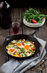 Eggs poached with vegetables,named 