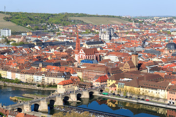Fototapeta na wymiar Historic city of Würzburg with bridge Alte Mainbrücke, Germany