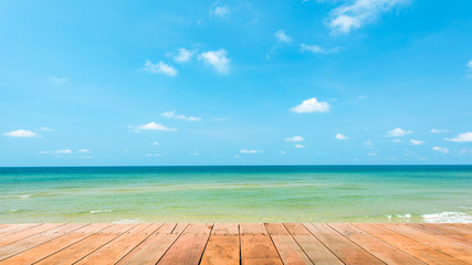 Wooden platform beside tropical beach at Koh Chang island