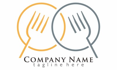 Fork spoon knife food logo vector