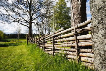 old 16th century wooden style fences, culture from Sweden