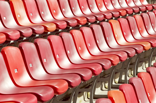 Rows of seats in a sports stadium