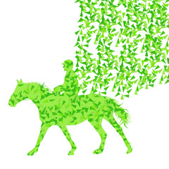 Horseback riding equestrian sport show with horse and rider vect