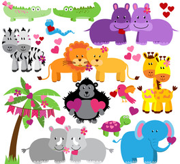 Vector Collection of Cute Valentine's Day Animals