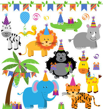 Vector Collection of Birthday Party Animals