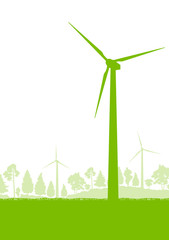 Wind generator turbine clean energy concept vector background