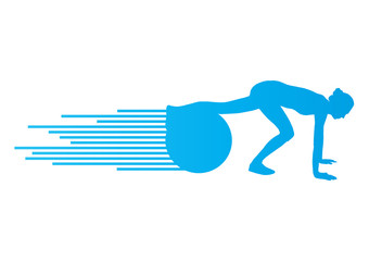 Young woman exercise fitness ball vector background sport concep