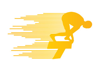 Swimmer position for jump on starting block vector background co