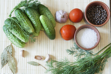 Cucumbers, tomatoes and spices