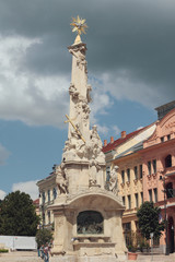 Fototapeta na wymiar Plague column of XVIII century on Secheni Square. Pecs, Hungary