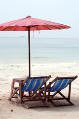 Umbrellas and beach chairs on Hat Sai Kaeo beach.